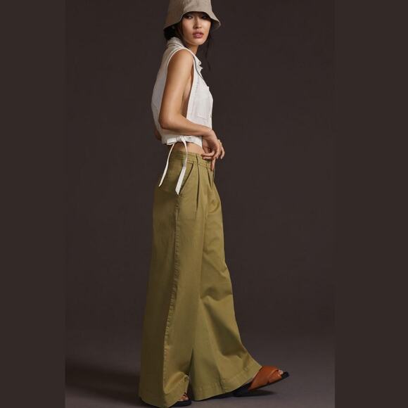 NWT Anthropologie Wide-Leg Pleated Pants - Size 6 - Picture 1 of 7